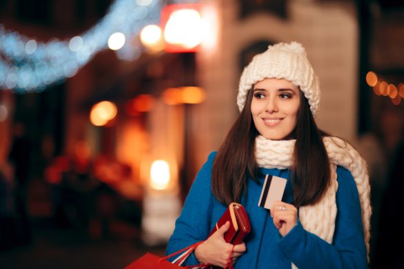 Frau Weihnachten Shopping Kreditkarte